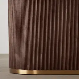 San Pierre Ebony Brown Ash Veneer Single Leg Rectangular Dining Table with Travertine Finish Sintered Stone Top - 200x110cm