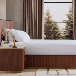 San Pierre Walnut Veneer Queen Bed