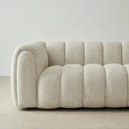 Gabriella Stone Cream 3-Seater Woven Fabric Sofa