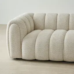 Gabriella Stone Cream 3-Seater Woven Fabric Sofa