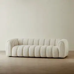 Gabriella Stone Cream 3-Seater Woven Fabric Sofa