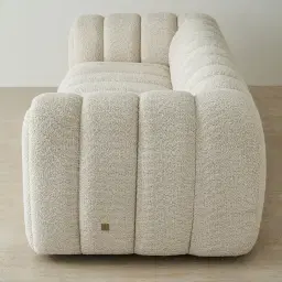 Gabriella Stone Cream 3-Seater Woven Fabric Sofa