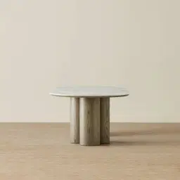 Terzetto Pandora Brown Sintered Stone Curved Dining Table - Medium Brown Wooden Legs 200x120cm
