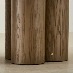 Terzetto Pandora Brown Sintered Stone Curved Dining Table - Medium Brown Wooden Legs 200x120cm