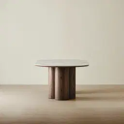 Terzetto Pandora Brown Sintered Stone Curved Dining Table - Dark Brown Ash Legs 200x120cm