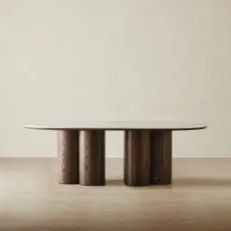 Terzetto Pandora Brown Sintered Stone Curved Dining Table - Dark Brown Ash Legs 200x120cm