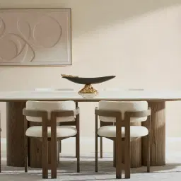 Terzetto Pandora Brown Sintered Stone Curved Dining Table - Dark Brown Ash Legs 200x120cm