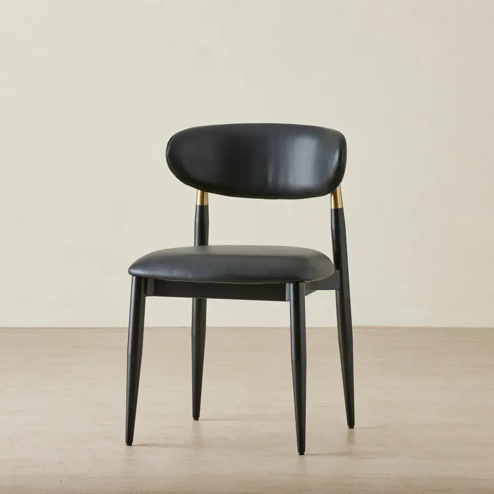 Amali Black Vegan Leather Dining Chair