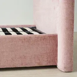 Poppy Dusty Pink Chenille Fabric King Single Bed