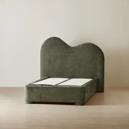 Poppy Green Chenille Fabric King Single Bed