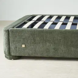 Poppy Green Chenille Fabric King Single Bed