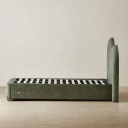 Poppy Green Chenille Fabric King Single Bed