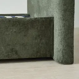 Poppy Green Chenille Fabric King Single Bed