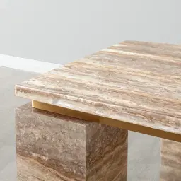 Monolith Natural Silver-Grey Travertine Dining Table