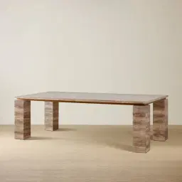 Monolith Natural Silver-Grey Travertine Dining Table