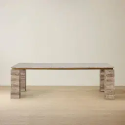 Monolith Natural Silver-Grey Travertine Dining Table