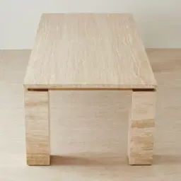 Monolith Natural Cream Travertine Dining Table