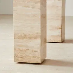 Monolith Natural Cream Travertine Dining Table