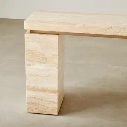 Monolith Natural Cream Travertine Console Table