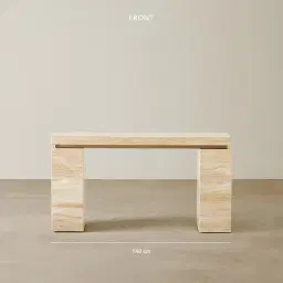 Monolith Natural Cream Travertine Console Table