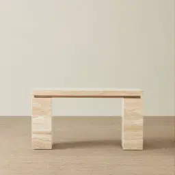 Monolith Natural Cream Travertine Console Table