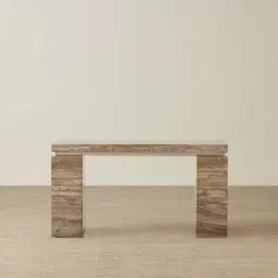 Monolith Natural Silver-Grey Travertine Console Table