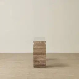 Monolith Natural Silver-Grey Travertine Console Table