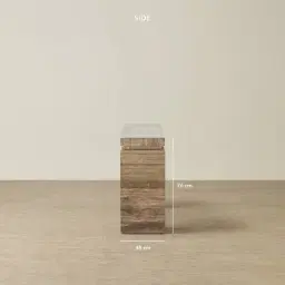 Monolith Natural Silver-Grey Travertine Console Table