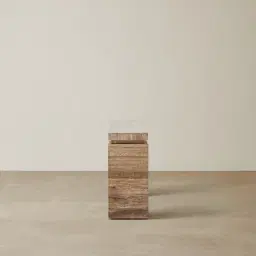 Monolith Natural Silver-Grey Travertine Console Table