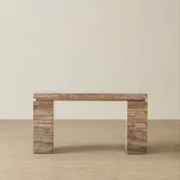 Monolith Natural Silver-Grey Travertine Console Table