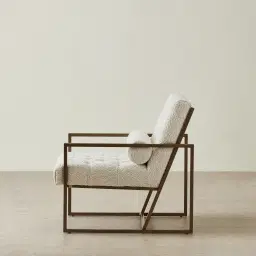 Elliot Stone Cream Woven Fabric Occasional Chair