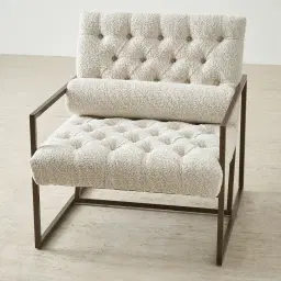 Elliot Stone Cream Woven Fabric Occasional Chair