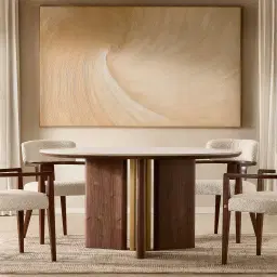 Lila Stone Cream Fabric Dining Chair - Toffee Brown Ash Veneer Legs