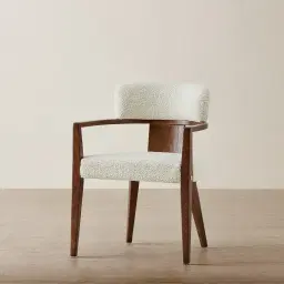 Lila Stone Cream Fabric Dining Chair - Toffee Brown Ash Veneer Legs