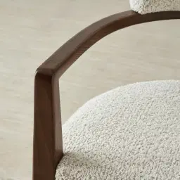 Lila Stone Cream Fabric Dining Chair - Toffee Brown Ash Veneer Legs