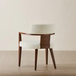Lila Stone Cream Fabric Dining Chair - Toffee Brown Ash Veneer Legs