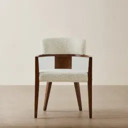 Lila Stone Cream Fabric Dining Chair - Toffee Brown Ash Veneer Legs