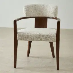 Lila Stone Cream Fabric Dining Chair - Toffee Brown Ash Veneer Legs