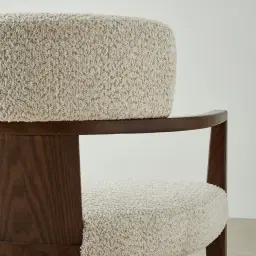 Lila Stone Cream Fabric Dining Chair - Toffee Brown Ash Veneer Legs