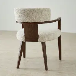 Lila Stone Cream Fabric Dining Chair - Toffee Brown Ash Veneer Legs