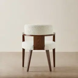 Lila Stone Cream Fabric Dining Chair - Toffee Brown Ash Veneer Legs