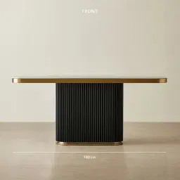 Archie Black Single-leg Console Table with Statuario White Sintered Stone Top