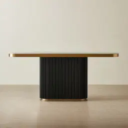 Archie Black Single-leg Console Table with Statuario White Sintered Stone Top