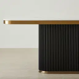 Archie Black Single-leg Console Table with Statuario White Sintered Stone Top