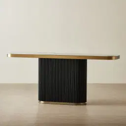 Archie Black Single-leg Console Table with Statuario White Sintered Stone Top