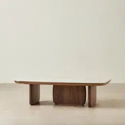 Sierra Walnut Brown Coffee Table - Sintered Stone Top