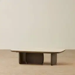 Sierra Dark Wood Coffee Table - Sintered Stone Top