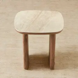 Sierra Walnut Brown Side Table - Sintered Stone Top