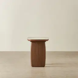 Sierra Walnut Brown Side Table - Sintered Stone Top