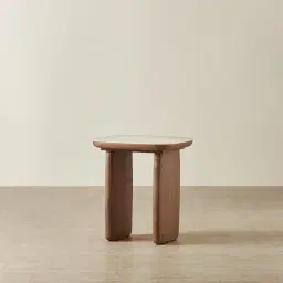 Sierra Walnut Brown Side Table - Sintered Stone Top